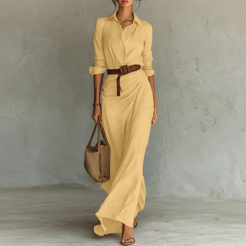 ZANZEA Women Casual Turn Down Collar Solid Color Long Sleeve Loose Long Shirt Dress