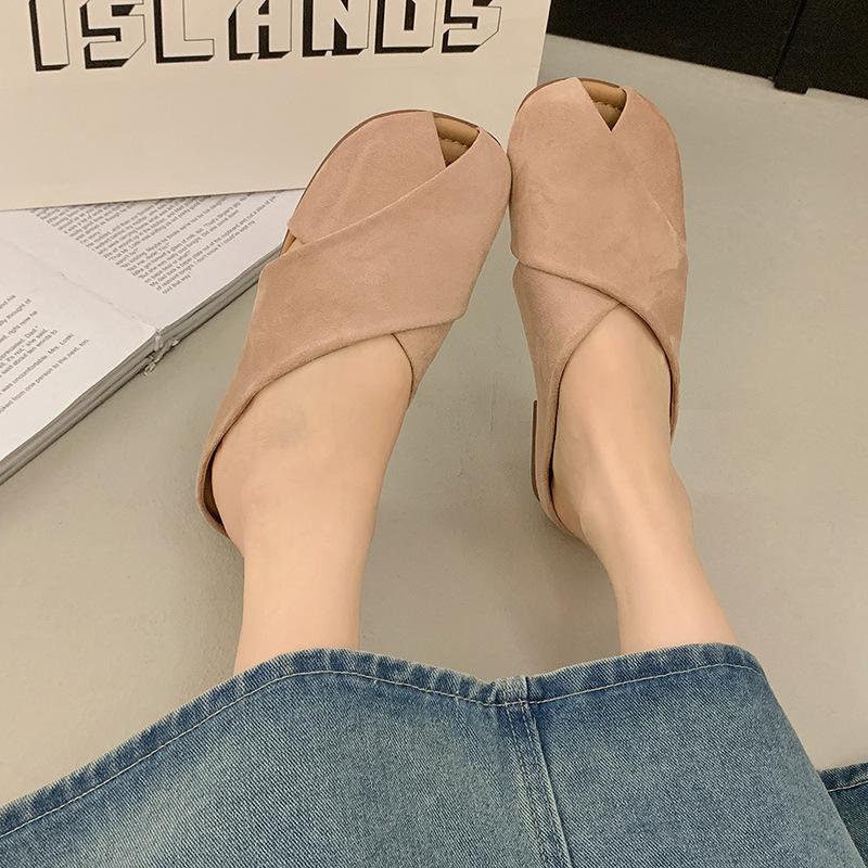 

Баотоу полутапочки женские уличные 2025 новые летние на плоской подошве ленивые на один педаль мягкая подошва тапочки Birkencool 40 розовый