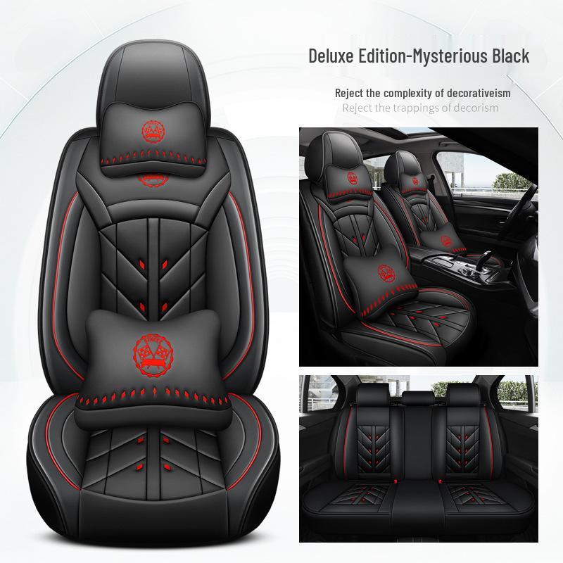 Universal Full Leather Car Seat Cushion for Five-Seaters - All-Season Coverage