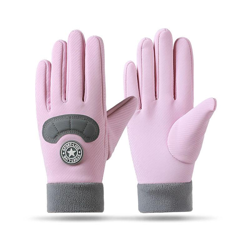 Children's Thermal Gloves Winter Middle and Older Children's Fleece Anti-skid Protection Windproof