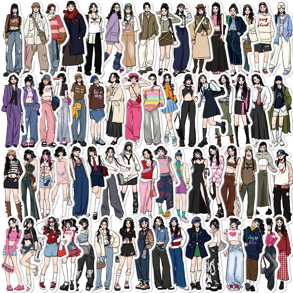 65 Modern Girl Outfits Graffiti Stickers Decorate Guitar Suitcase DIY Creative Waterproof Stickers