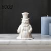 Winter Holiday Home Decor 3D Printed Gentleman Snowman Figurine, Decorative Desktop Ornament, DIY Paintable Handicraft Hobby Supply Statue for