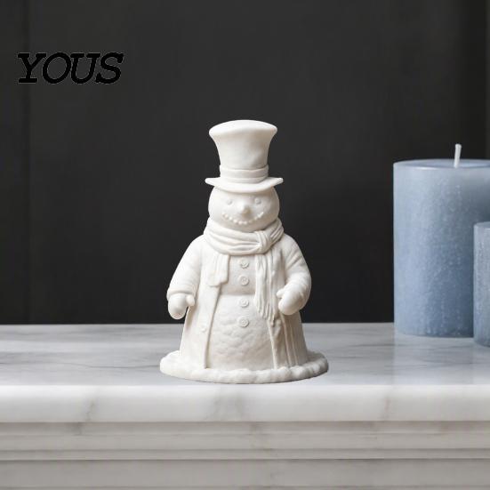 Winter Holiday Home Decor 3D Printed Gentleman Snowman Figurine, Decorative Desktop Ornament, DIY Paintable Handicraft Hobby Supply Statue for