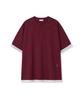 CGP Henley Neck Layered Short Sleeve T-Shirt - Burgundy