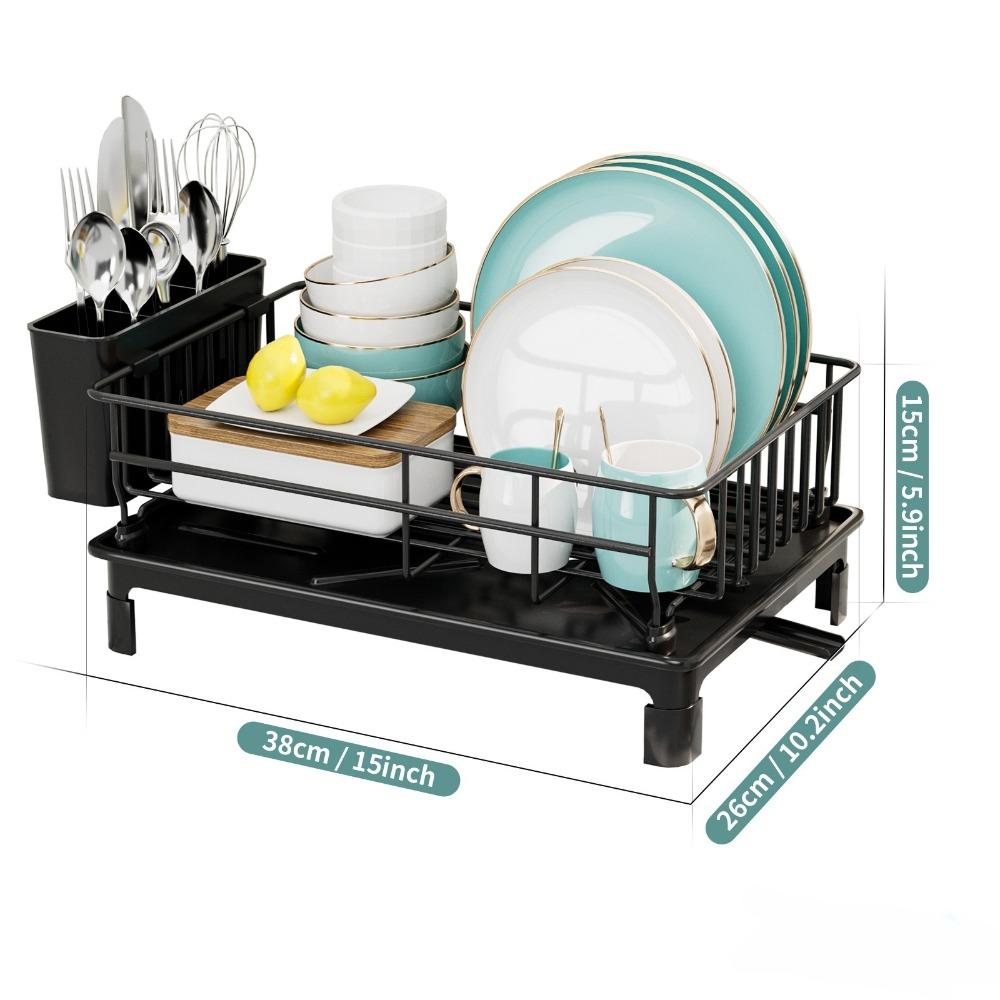 Space Saving Dish Drying Rack Kitchen Countertop Organizer Automatic Drying Plate Storage Shelf for Home