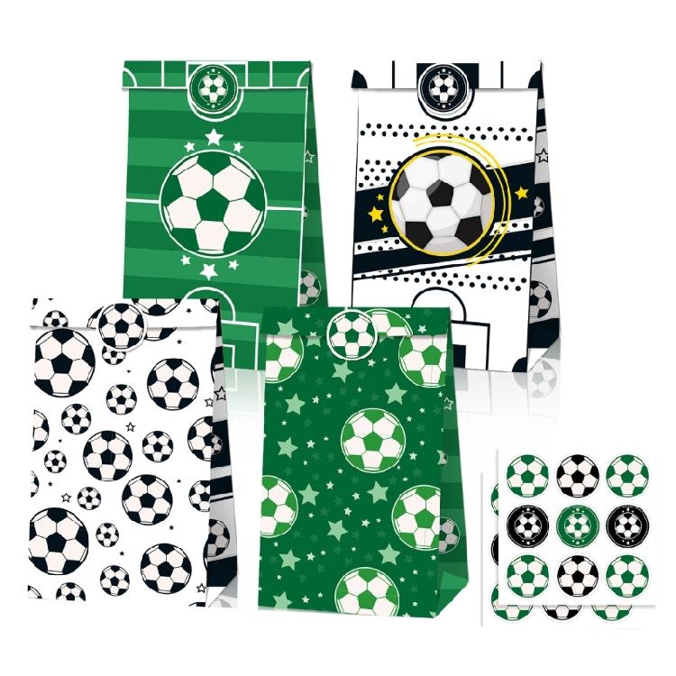 Athletic Event Gift Wrapping Kits Kraft Paper Bags and Soccer Field Designs Stickers Handmade Party Supplies