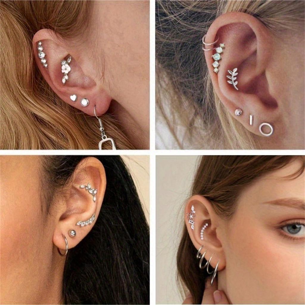 16G Edelstahl Zirkonia Ohrstecker für Damen Helix Conch Knorpel Piercing Schmuck Schraubverschluss