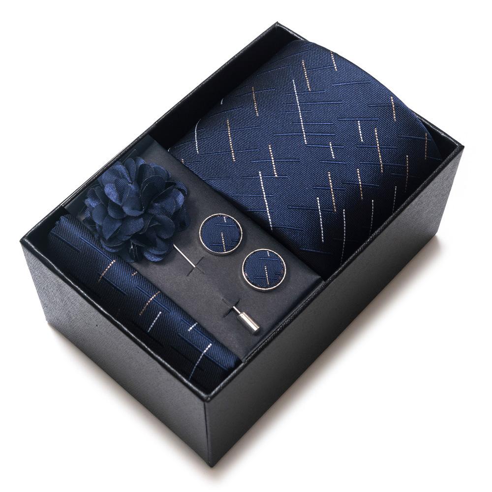Tie Men'S Suit Accessories Cufflinks Square Scarf Corsage Tie Premium Suit Gift Box Packaging