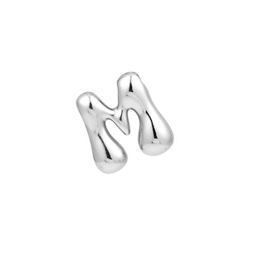 Creative A-Z Balloon Bubble Letter Pendant Necklace for Women Silver Plated Chunky Stainless Steel Necklaces  Gift