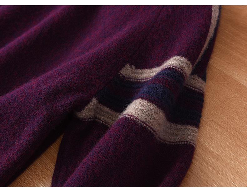 Men's Autumn Winter Cashmere Round Neck Thin Fashion Pullover Loose Wool Knit Sweater