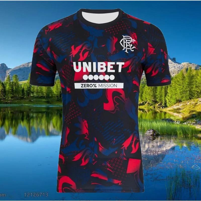 

Summer Hot-selling Training Football Uniform Breathable Unisex Jersey Men s Rangers Short-sleeved Football Shirt 6XL