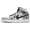 Air Jordan 1 Abrasion Resistant Slip Resistant Mid Top Vintage Basketball Shoes Men's Smoke Gray 554724-092(Team181- )