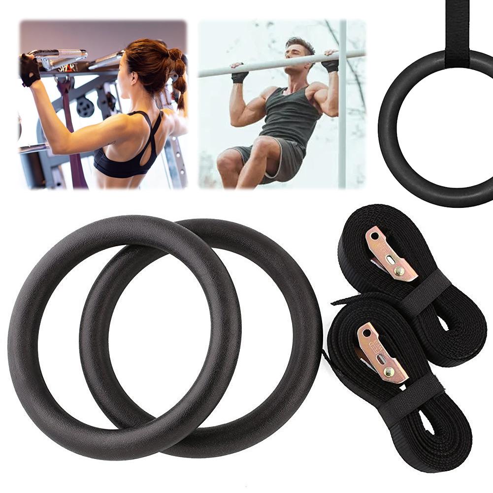 2Pcs Gymnastics Rings Pull-up Rings Heavy Duty Pull-up Training Ring Adjustable Strap Exercise Ring for Full Body Workout