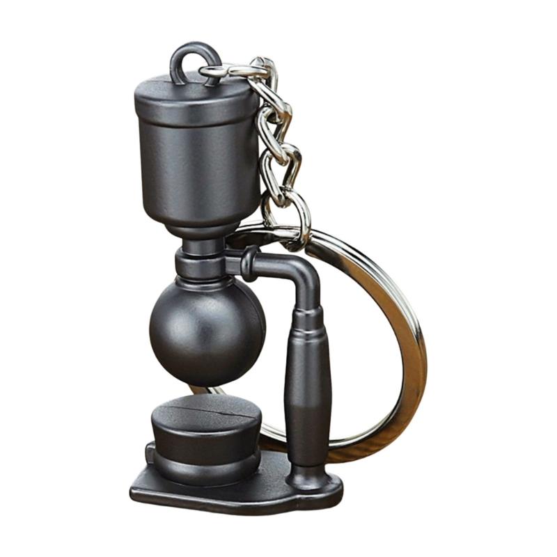 Unique Coffee Machine Filter Handle Keychain Fashion Metal Key Ornament Bag Charm Present for Coffee Aficionados