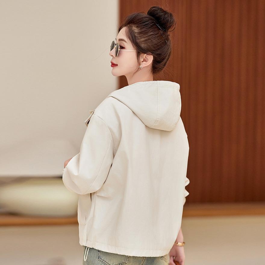 Fashion Trench Coat Women's Short Spring and Autumn New Popular Popular Small Loose Casual Hooded Jacket