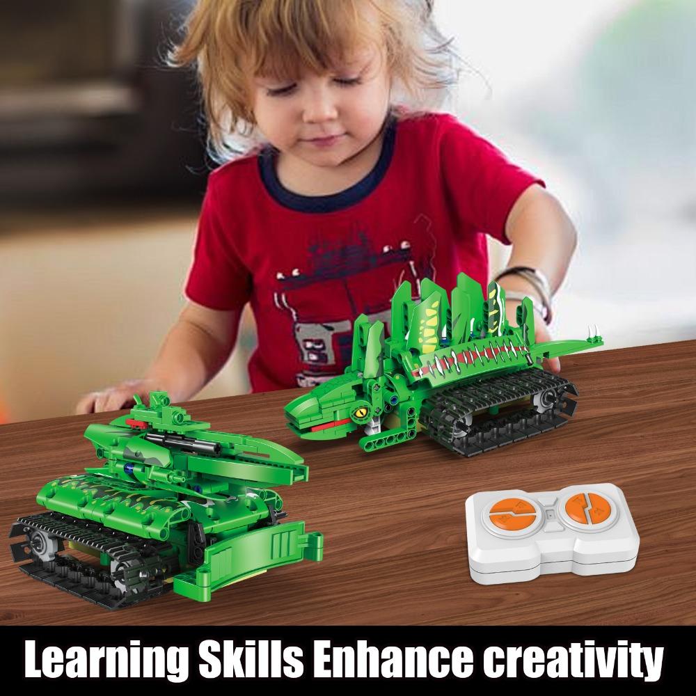 5 in 1 City Technical Remote Control Deformed Robot Dinosaur Building Blocks Jurassic Rex APP RC Bricks Toys for Children Gifts