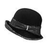 Wool Pot Hat Jacquard Velvet Ribbon Hat Women's Autumn and Winter Elegant Fashion Top Hat Shows Small Face