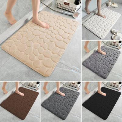 Tapete de banho de cor sólida, absorvente de água rápido, antiderrapante, fácil de limpar, lavável, grosso, macio, decoração de banheiro
