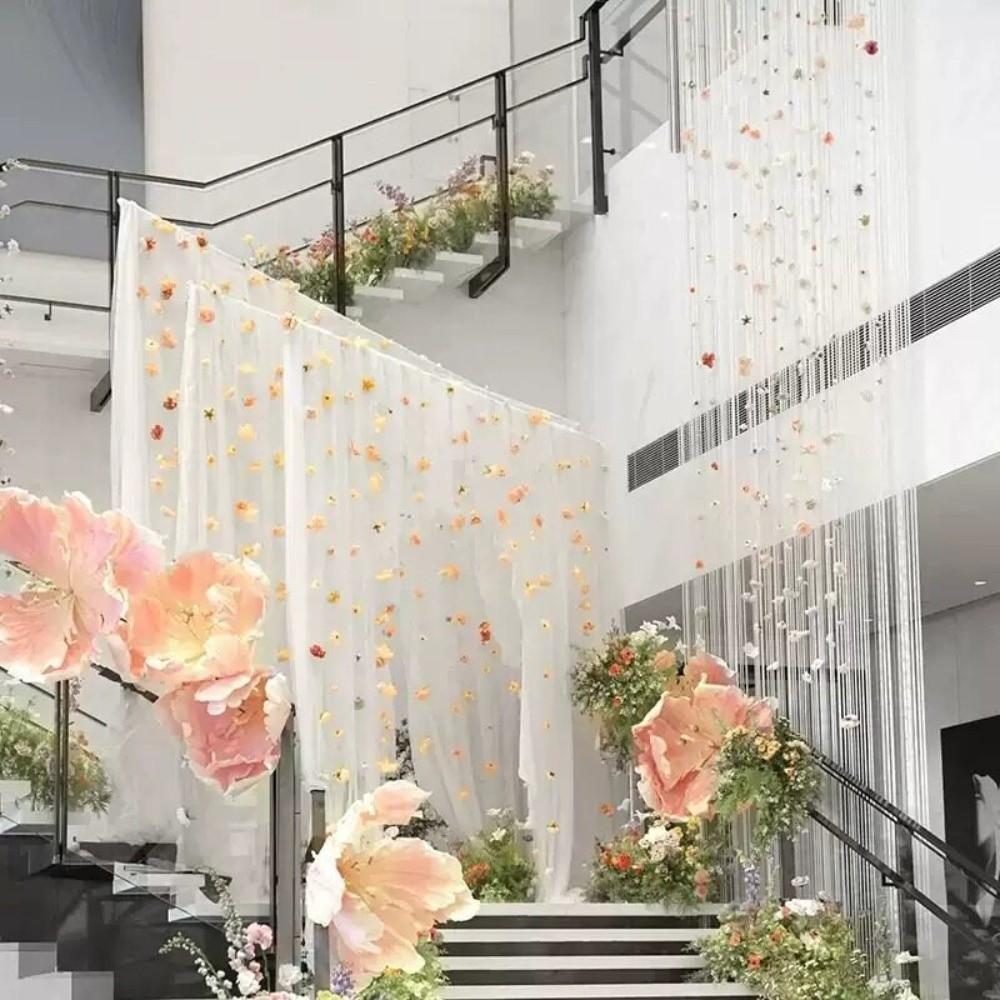 Bohemian Style Artificial Floating Flower Curtain Simulated Flower Flower Backdrop Silk Flower Curtain UV Resistant