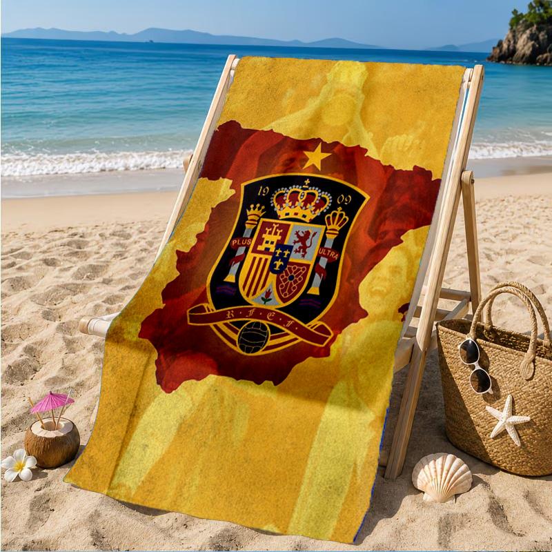 Asciugamano da Spiaggia in Microfibra Stampato con Emblema Nazionale Spagnolo, Morbido e Assorbente, Asciugatura Rapida, Ideale per Viaggi Estivi, Essenziale per la Spiaggia, Piscina
