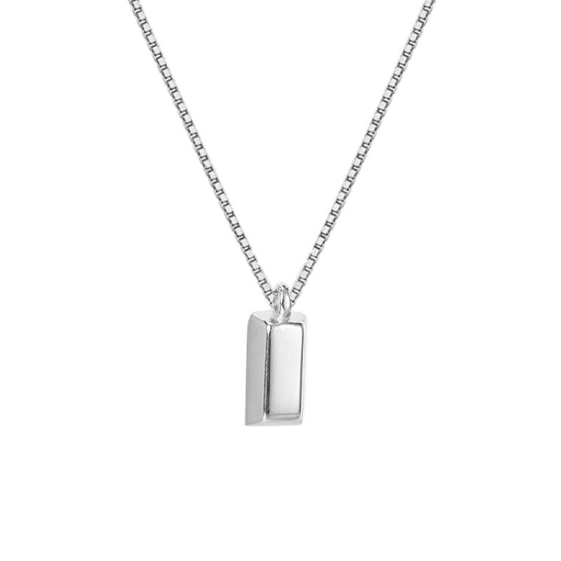 S925 Sterlingové stříbro Zlatá cihla Přívěsek Náhrdelník pro ženy Minimalistický Chic Řetízek 41cm 50cm