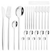 24Pcs Luxury Cutlery Stainless Steel Tableware Mirror Gold Dinnerware Set Western Knife Fork Spoon Flatware Kitchen Silverware