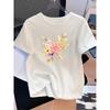 Fashion Floral English Letter Print Pattern Japanese And Korean Women'S Fashion Casual Versatile Loose Fit Round Neck Easy Short Sleeve T-Shirt Top