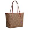 Coach City 33 Sticker Print Snap Closure Coated Canvas Tote Bag Women Tote Brown Multicolor CZ611-IMTAM