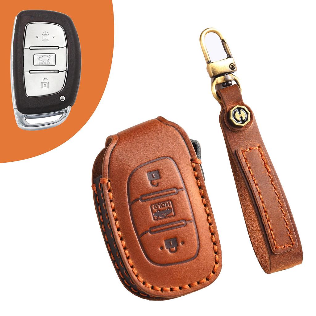 Skórzany pokrowiec na kluczyk dla modeli Beijing Hyundai: ix35, Lingdong, Langdong, Yuena, Mingtu, ix25, Tucson, Reina
