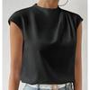 Fashion Loose Sleeveless Base Casual Shirts for Women Summer Tops Elegant Solid Stand Collar Loose Women Blouses Slim Simple Office Ladies Shirt 26395
