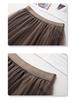 White Women's Drapey A-Line Mesh Skirt - 2024 New Autumn, Spring Mid-Length Pleated Style