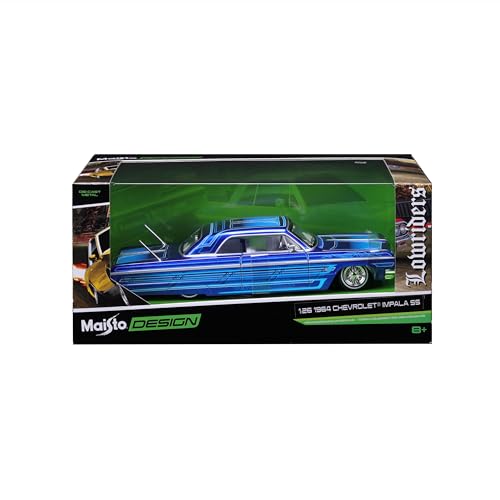Maisto 1/26 Scale Chevrolet Impala 1964 Blue Custom Lowriders Series / Diecast Model Car, Finished Product 32547