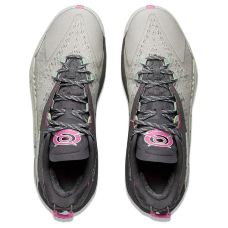 Li Ning Abrasion Resistant Support Rebound Grip Low Top Outdoor Performance Basketball Shoes Men's Gray Cyan Pink ABFV005-3