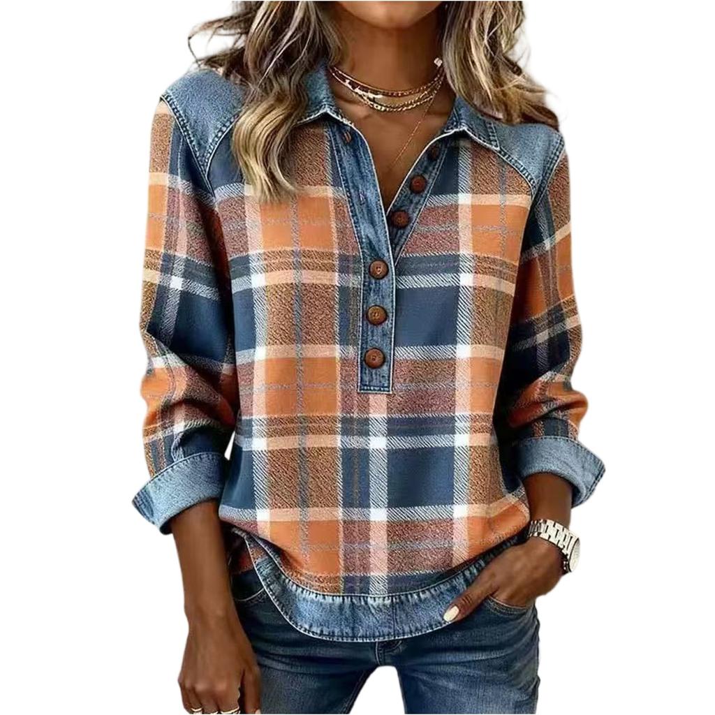 Women's Vintage Print Loose-fitting Long-sleeved Top