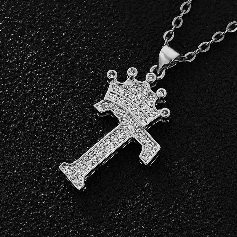 Fashion Luxury A-Z Crown Alphabet Pendant Chain Necklace Punk Style Lucky Initial Name  Best Party Wedding Birthday Gift