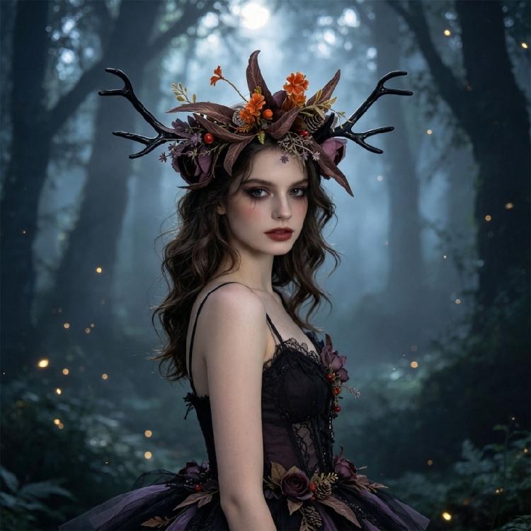Christmas Antler Headband Costume Flower Hair Accessory for Dance Shows Holiday Halloween Parties and Photos
