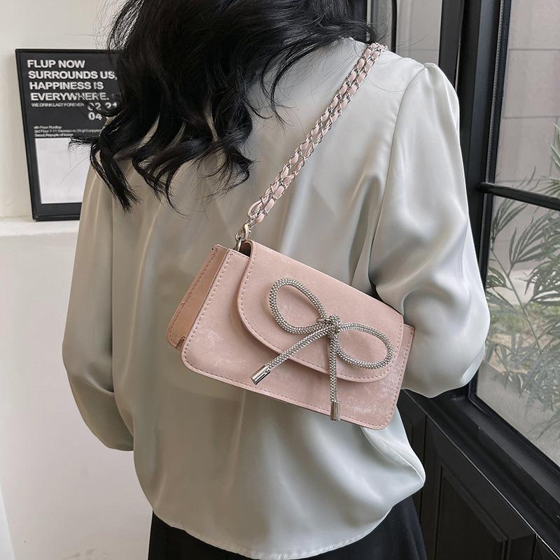 Korean Style Fashionable Bow Chain Shoulder Bag for Women In Spring and Summer New Niche Design Crossbody Small Square Bag for Women