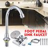 Switch Control By Floor Foot Pedal Valve Copper Bathroom Basin Faucet Single Cold Tap Hospital Hotel Pedal Water Faucet Silver