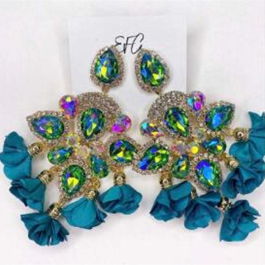 Kaimei Fashion Jewelry Boho Earrings Big Earrings for Women Rhinestones Pendant Crystal Statement Drop Earrings Fashion Jewelry