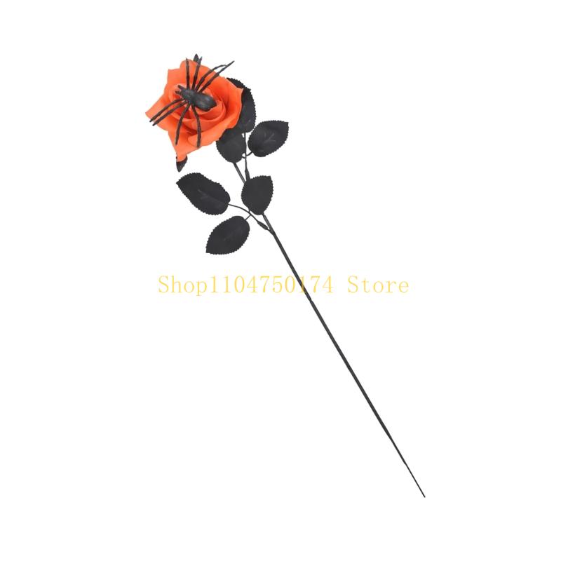 Black Spiders Artificial Rose Flower Stem For Gothics Wedding Party Centerpieces top sale