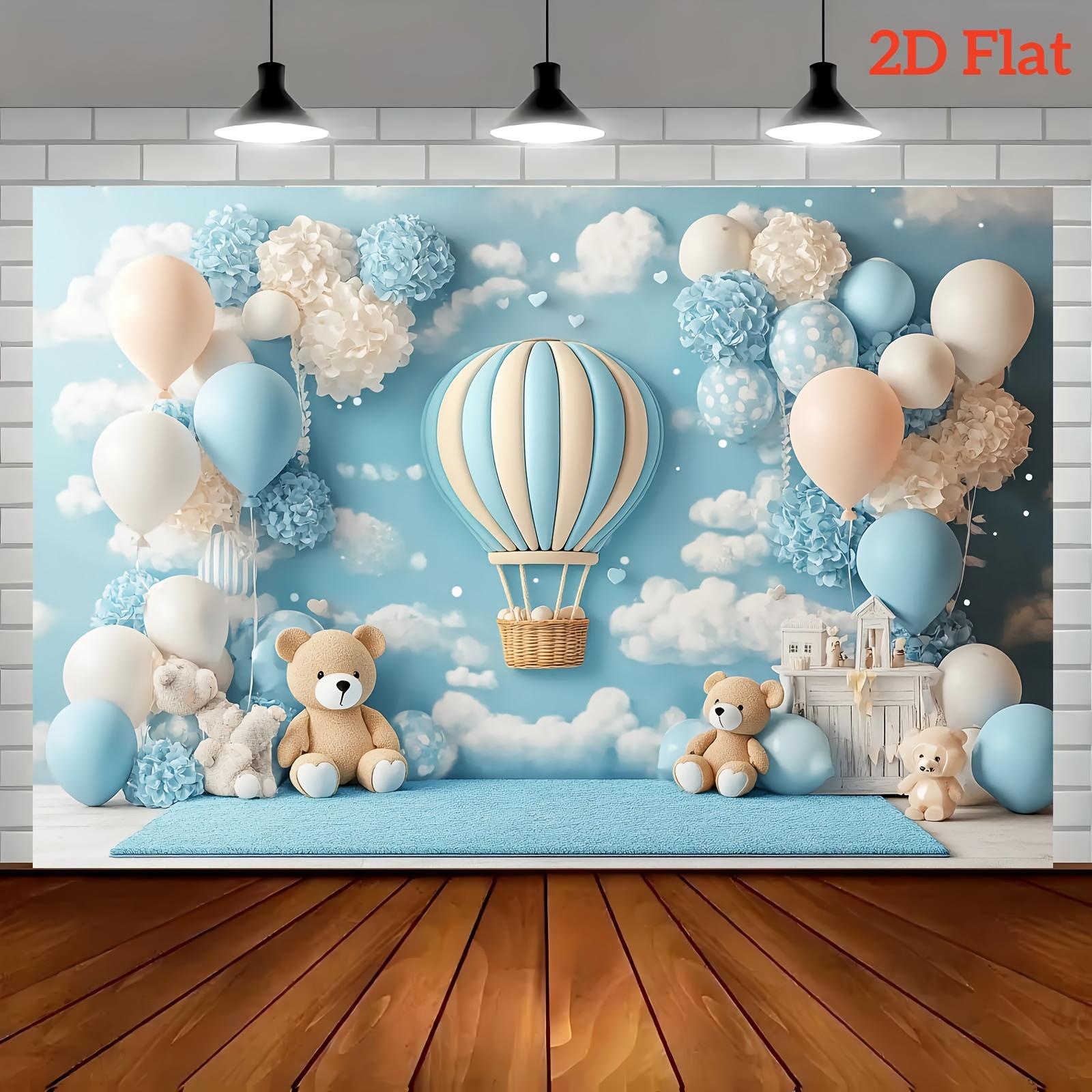 1pc, 2Dflat, blue balloon and hot air balloon party banners, celebration banners, party decorations, family celebration themes, 150x100CM