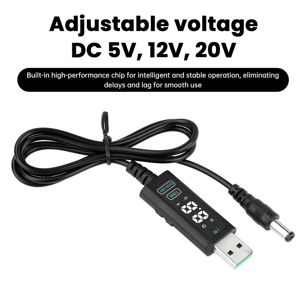 USB Adjustable Boost Converter DC 5-10V to DC 5-20V Step-up Converter Fast Charging Cable for Router Laptop Desk Lamp