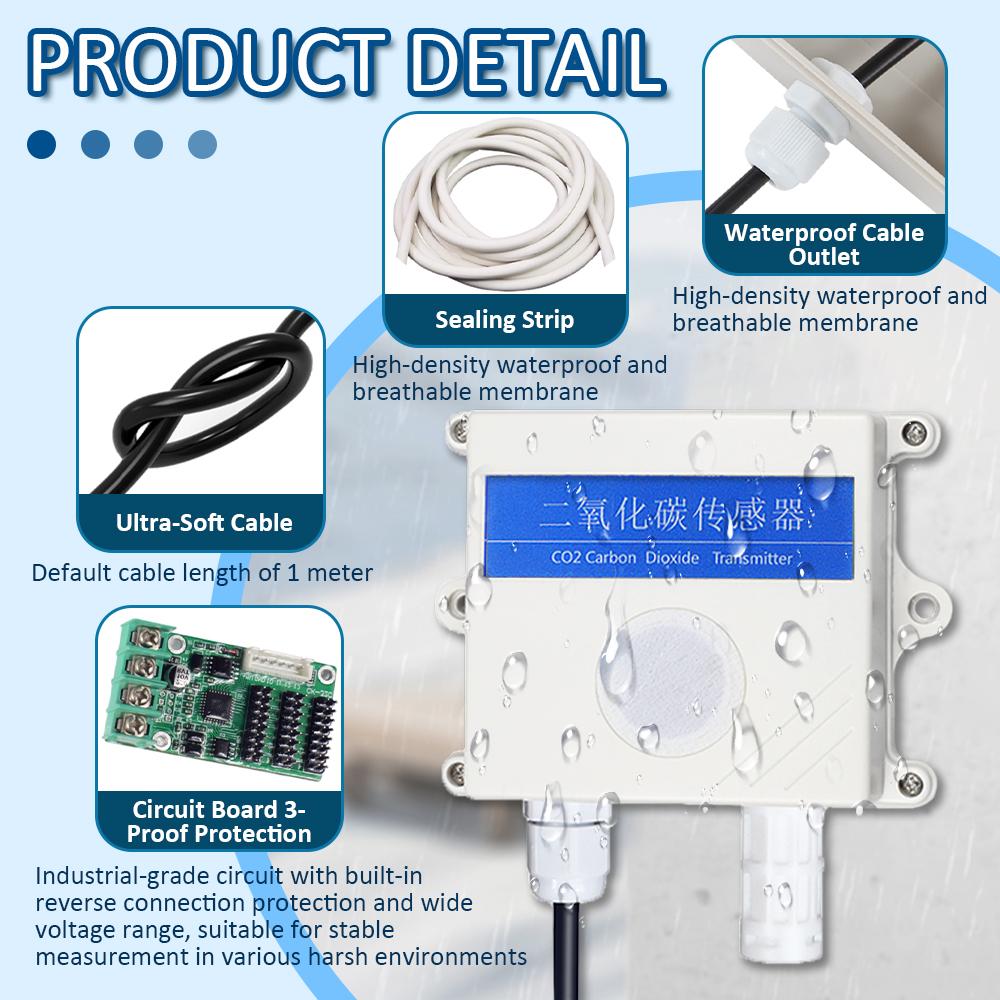 CO1 Sensor RS181 1-11mA 1-1V 1-11V Output High Precision Gas Concentration Detector CO1 Transmitters Sensors Gas Detection