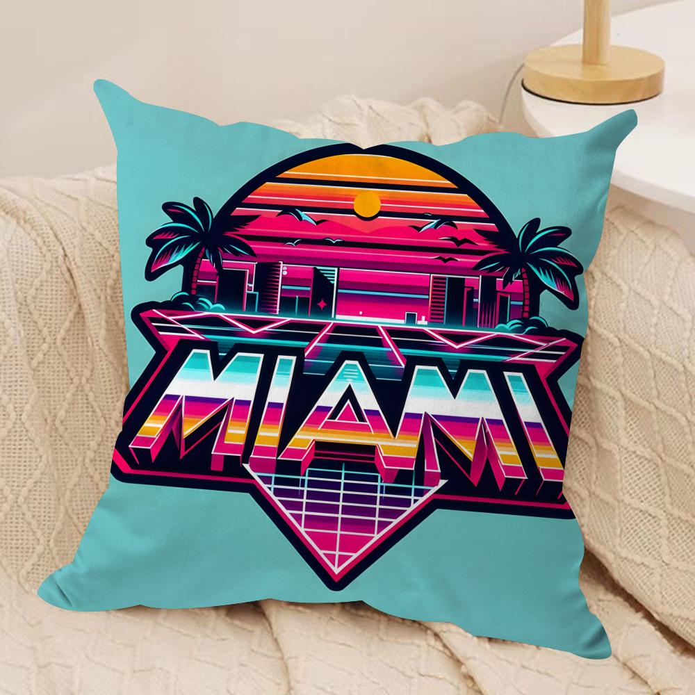 M-Miami Vice Movie Cool Cushion Cover Silky Short Plush Invisible Zipper Dustproof Sofa Pillow Case For Home Decor