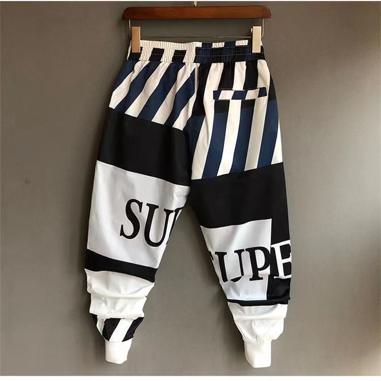 Hikigawa Summer Chic Women Pants Korean Casual Contrast Color Pantalon Femme Patchwork Roupas Femininas