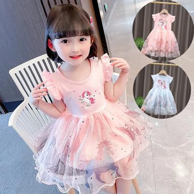 Girls Clothes New Summer Princess Dresses Flying Sleeve Kids Dress Unicorn Party Baby Dresses for Children Clothing