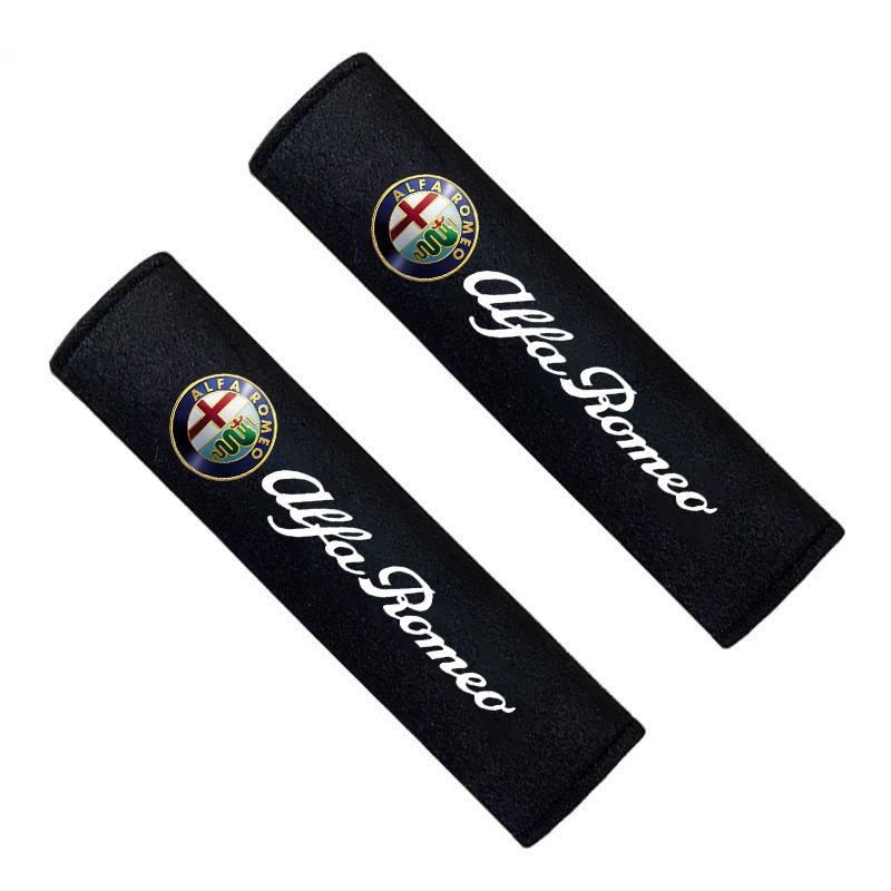 2026 Hot Sticker 2Pcs Car Seat Belt Cover Shoulder Pad For Alfa Romeo Giulia Stelvio Giulietta 156 159 147 Mito Tonale Brera Dis