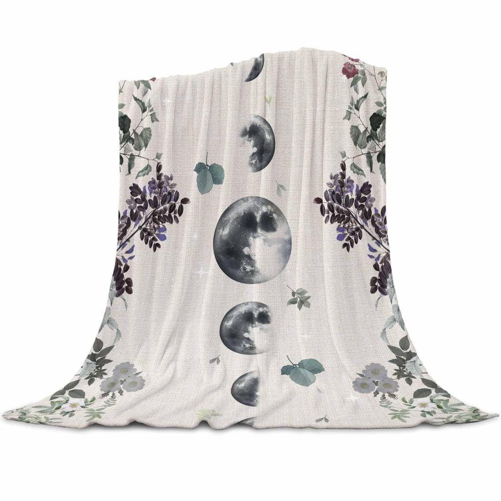 Moonlight Garden Blanket Grape Flower Surround Moon Star Flannel Blanket Bedroom Living Room Home Sofa Blanket
