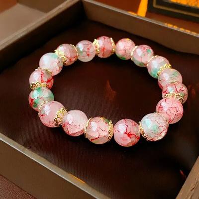 Perles de cristal de verre brin bracelets pour femme filles multicolore pierre perlée bracelet à breloques fait à la main bracelet bijoux cadeaux