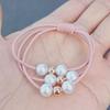 Korean-Style Handmade Three-Strand Pearl Elastic Hair Tie